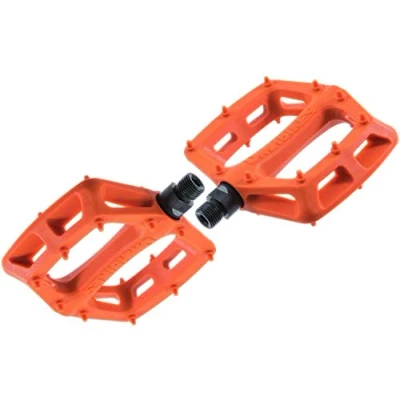 Image of Dmr V6 Plastic Flat MTB Pedals Orange, CrMo Axle/Lightweight Mountain Biking Bike Trail Off Road Pin Dirt Jump Enduro Bicycle Cycling Cycle Downhill Sticky Grip Riding Ride Platform Part 9/16