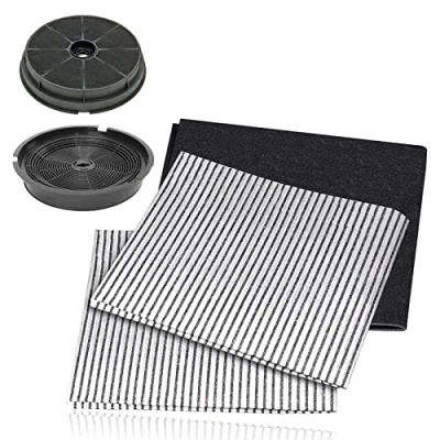 Image of SPARES2GO Cooker Hood Filter Kit compatible with Cooke &amp; Lewis CLVH60SS C CLVH60W CLIH60 Vent Extractor (Carbon Charcoal x 2 + Grease Filters)