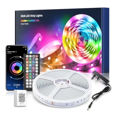 Image of Mexllex Led Strip Lights 10M (1X10M) APP Control Colour Changing with Remote, Music Sync Built in Mic, SMD RGB Light Strips Strip, for Bedroom Home Decoration