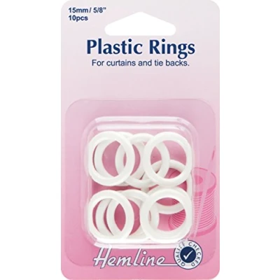 Image of Hemline H471.15 White Plastic Curtain Rings 15mm x 10 pieces