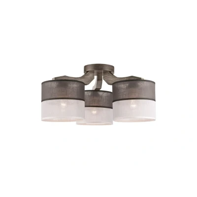 Image of Andrea Multi Arm Semi Flush Ceiling Light, Fabric Shades, Graphite, 3x E27