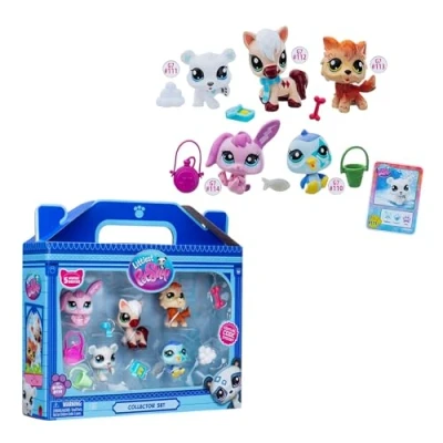Image of Littlest Pet Shop Bandai Series 2 Collectors 5 Pack Winter Besties The Contains LPS Mini Toys 7 Accessories 1 Collector Card And Virtual Code Collectable For Girls Boys