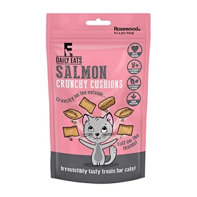 Image of Rosewood Daily Eats Salmon Crunchy Cushions, Cat Treats, 12 x 60g Packs