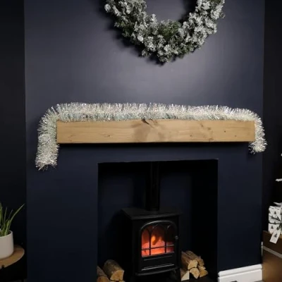 Image of Samuel ALEXANDER 200cm x 12cm Fine Cut Iridescent White Tinsel Garland Christmas Tree Decoration