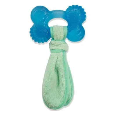 Image of Nylabone Puppy Teething Chew Toy Freezer Bone with Soothing Cloth, Peanut Butter Flavour, S, for Puppies Up to 11 kg