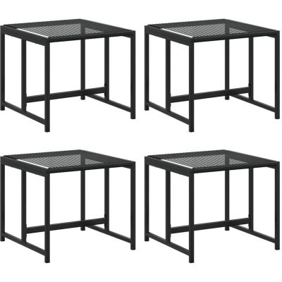 Image of vidaXL Garden Stools 4 pcs Black Poly Rattan