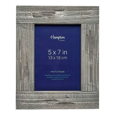 Image of Hampton Frames FARMHOUSE Uniquely Distressed Grey Painted Wood Photo Frame Shabby Chic 5x7 (13x18cm) FRM53857G