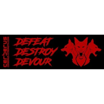Image of CERBERUS Strength DEFEAT DESTROY DEVOUR (Black) Gym Banner