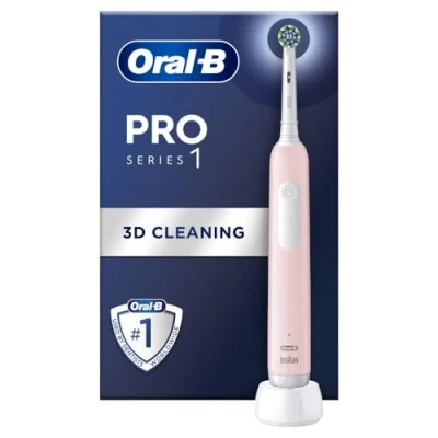 Image of Oral B Pro 1 Electric Toothbrush For Adults With 3D Cleaning, Head, Gum Pressure Control, 2 Pin UK Plug, Pink