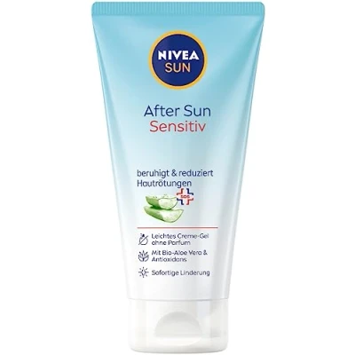 Image of NIVEA Sun After Sensitive SOS Cream Gel (175 ml), Cooling with Skin Soothing Effect, Organic Aloe Vera and Antioxidants, for