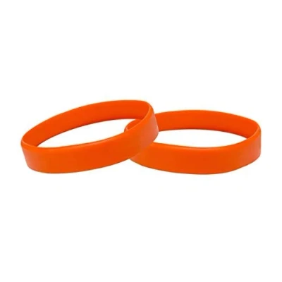 Image of Silicone Wristbands Pack Of 10 Youth Sizes Choice Colours (Orange)
