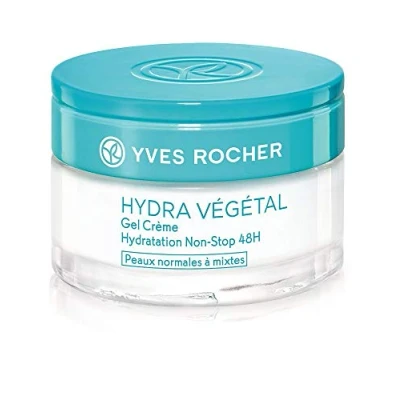 Image of Yves Rocher Hydro Vegétal Gel Cream Non Stop Moisture 48h Moisturising for Day and Night 1 x Glass Jar 50 ml