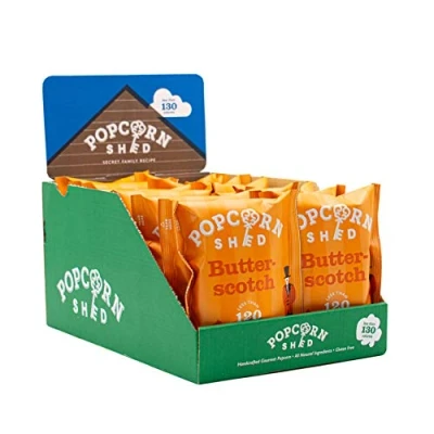 Image of Popcorn Shed Vegan Butterscotch Gourmet Snack Pack, 24g, Pack of 16, Salted Popcorn, Natural and Gluten Free Snacks, orange