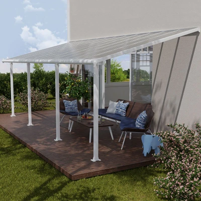 Image of 10&#039; x 24&#039; Palram Canopia Olympia White Patio Cover with Clear Panels (2.95m 7.39m)