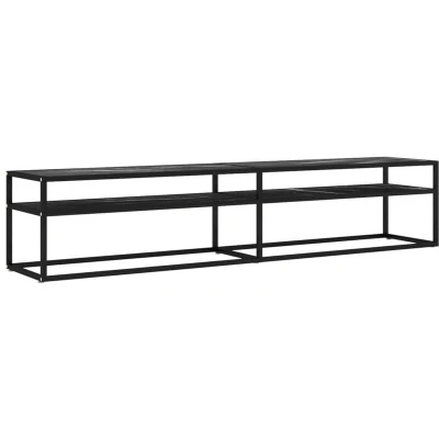 Image of vidaXL TV Cabinet Black Marble 200x40x40.5 cm Tempered Glass