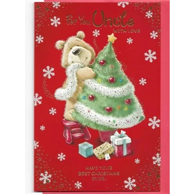 Image of Christmas Card For Uncle 23 x 15 Cm (9 6 inches) You With Love Cute Teddy Tree