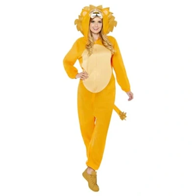 Image of Amscan 9908781 Adults Hooded Lion Onesie World Book Day Fancy Dress Costume Size: Plus Size