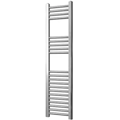 Image of Chrome Straight Heated Towel Rail 300mm wide x 1200mm high Flat Central Heating Radiator