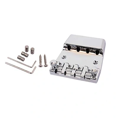 Image of Alnicov Guitar Bridge For 4 String Bass Aluminum Chrome
