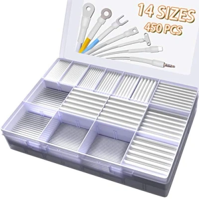 Image of Heat Shrink Tubing Kit,14 Sizes White Tube, Ratio 2:1 Electrical Wire Wrap Industrial Tubes Assortment for Wires Repairs, Soldering, Automotive Wiring