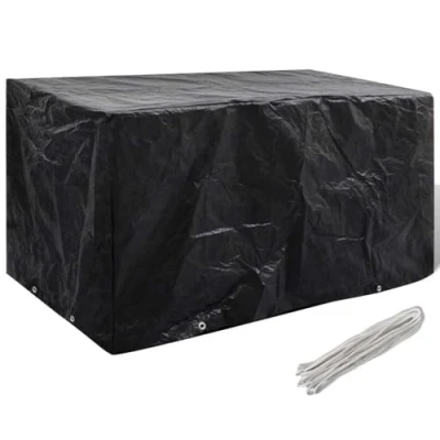 Image of vidaXL Garden Furniture Cover Durable Polyethylene, Water resistant and UV resistant, Suitable for Rattan Sets, Benches, Tables, Black, 180 x 70 90 cm