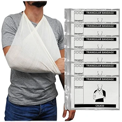 Image of Steroplast Calico Cotton Triangular Arm Sling Shoulder Support Bandage Dressing, 90cm x 127cm 6 Pack