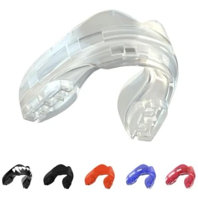 Image of SafeJawz Mouthguard for Braces, One Size Re mouldable Gum Shield with Case Boxing, MMA, Rugby, Martial Arts, Judo, Karate, Hockey and All Contact Sports (Clear)