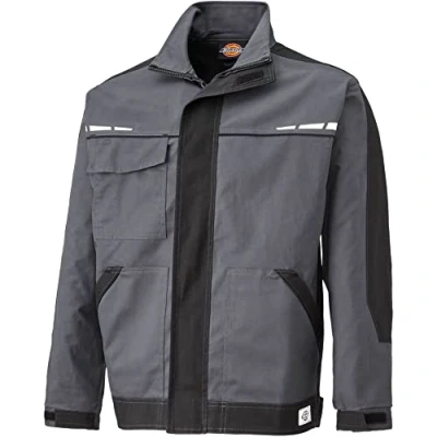Image of Dickies Mens GDT Cotton Reflective Zip Premium Workwear Jacket Black/Grey