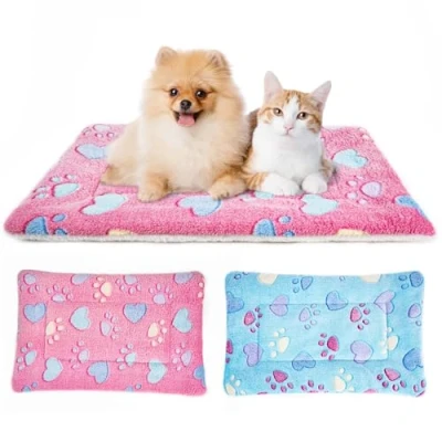 Image of MICOOYO 2Pcs Dog Crate Bed Mattress, Fleece Pet Cushion Mat, Washable Cat Pad for Small Puppy(M)