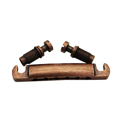 Image of Guyker Guitar Tune O Matic Tailpiece Stop Bar with Studs Bridges Parts Replacement for LP SG Style 6 String Electric (GS001, Bronze)