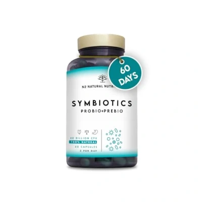 Image of Probiotics for Gut Health. and prebiotics Woman &amp; Men. Digestive Enzyme Supplements with 40 Billion CFU, 6 Strains. Helps IBS Intestinal Flora. 60 Capsules. N2 Natural Nutrition