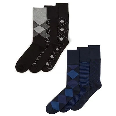 Image of Undercover 12 Pairs Mens Bamboo Comfort Fit Socks 40B631 Argyle