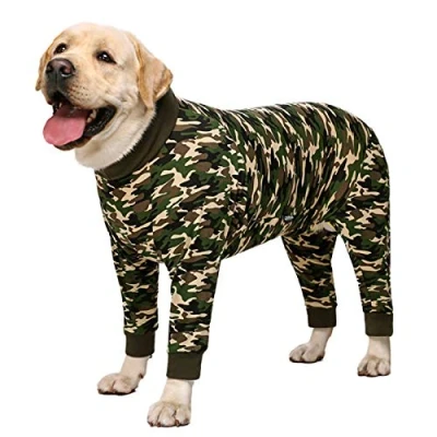 Image of Dog Clothes,Lovely Elastic Pajamas Sleeping Clothes Anti hair Dust proof Four legged Garment Jumpsuit for Medium Dogs Large (36, Green camouflage)