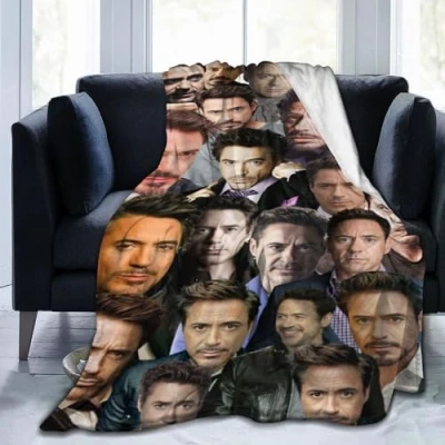 Image of Ldsgdfst Blanket Robert Downey jr Soft and Comfortable Wool Fleece Throw Blankets Gift for Sofa Office car Camping Yoga Travel Home Decoration Cozy
