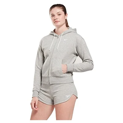 Image of Reebok Women&#039;s Identity Small Logo French Terry Full Zip Long Sleeve Sweatshirt, Medium Grey Heather, XXL