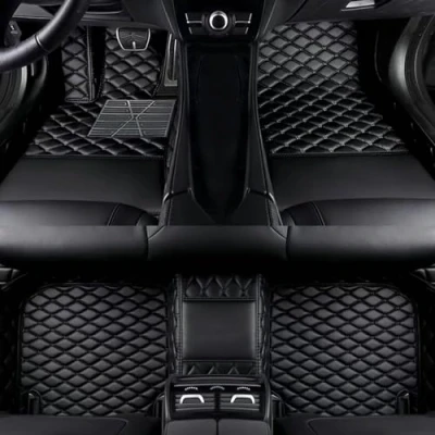 Image of Car Leather Floor Mats for Nissan Qashqai 2016 2017 2018 2024 RHD, All Weather Waterproof Non Slip Full Covered Carpet Protection, Mat, Matts Accessories,F Black