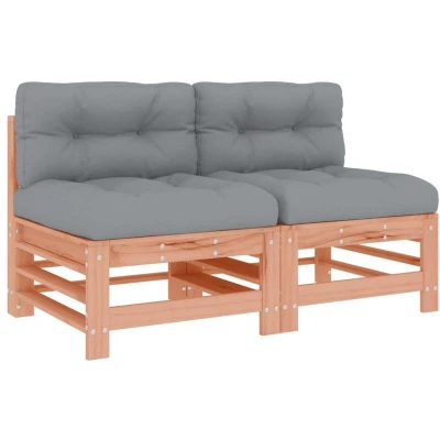 Image of vidaXL Middle Sofas with Cushions 2 pcs Solid Wood Douglas
