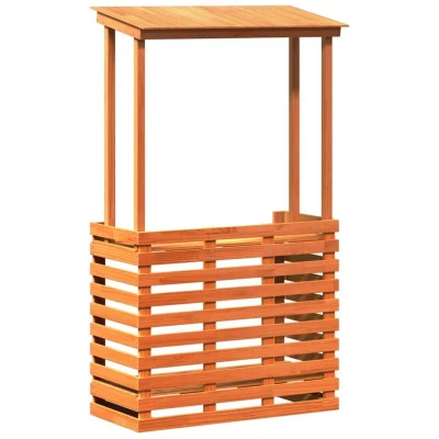 Image of vidaXL Outdoor Bar Table with Roof Brown 112.5x57x195.5 cm Solid Wood