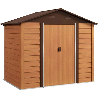Image of Outsunny 7.7x6.4ft Garden Shed, Tool Storage Sliding Door Wood Effect