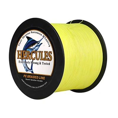 Image of Hercules Braided Fishing Line 2000m 2187yds 10lbs 200lbs Pe Superline 8 Strands (Fluorescent Yellow 50lb/22.7kg 0.37mm)