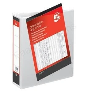 Image of 5 Star Presentation Ring Binder PVC 2 D 65mm Size A4 White Ref 36148 [Pack 10]