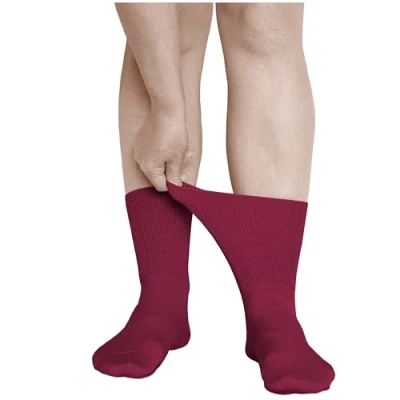 Image of vitsocks Women&#039;s Extra Wide Top Loose Fitting Diabetic Socks (3 PAIRS) Swollen Feet Ankles Legs, Ladies Size, wine red, 2.5 5.5
