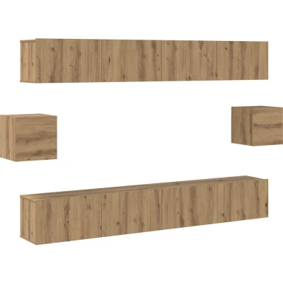 Image of vidaXL 6 Piece TV Cabinet Set Artisan Oak Engineered Wood