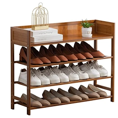Image of SOBIBO 4 Tier Shoe Rack Organizer, Tire Bamboo shelf Storage For Entryway, Hallway, and Closet (Brown)