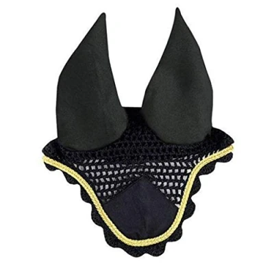 Image of HKM 3387 Fly Cover, Insect Protection, Ear Black/Gold, Thoroughbred