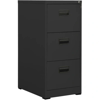 Image of vidaXL Anthracite Steel Filing Cabinet Lockable Document Storage, 3 Ballbearing Runners Drawers for Office, Legal/A4 Folders
