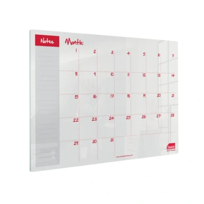 Image of Sasco Semi Transparent Acrylic Mini Whiteboard Monthly Planner, Desktop, Frameless, Dry Erase, 600 x 450, Includes Pen, 2410186