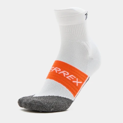 Image of Adidas Terrex HEAT.RDY Trail Running Agravic CREW SOCK Unisex Sports socks, Size: Large, White/black/impact orange