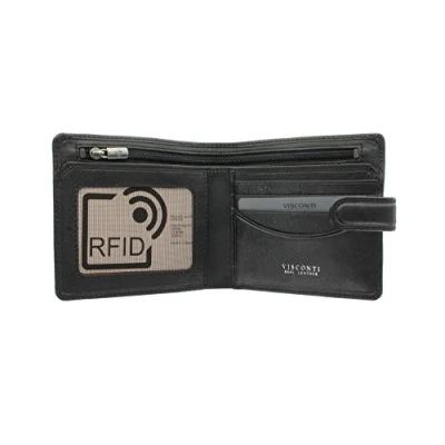 Image of VISCONTI Tuscany Collection MASSA Leather Wallet with RFID Protection TSC41 Black
