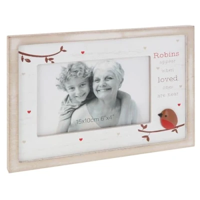 Image of Shudehill Giftware Robins Appear When Loved Ones Are Near Wooden 6x4 Photo Frame Family Sentimental Gift Idea